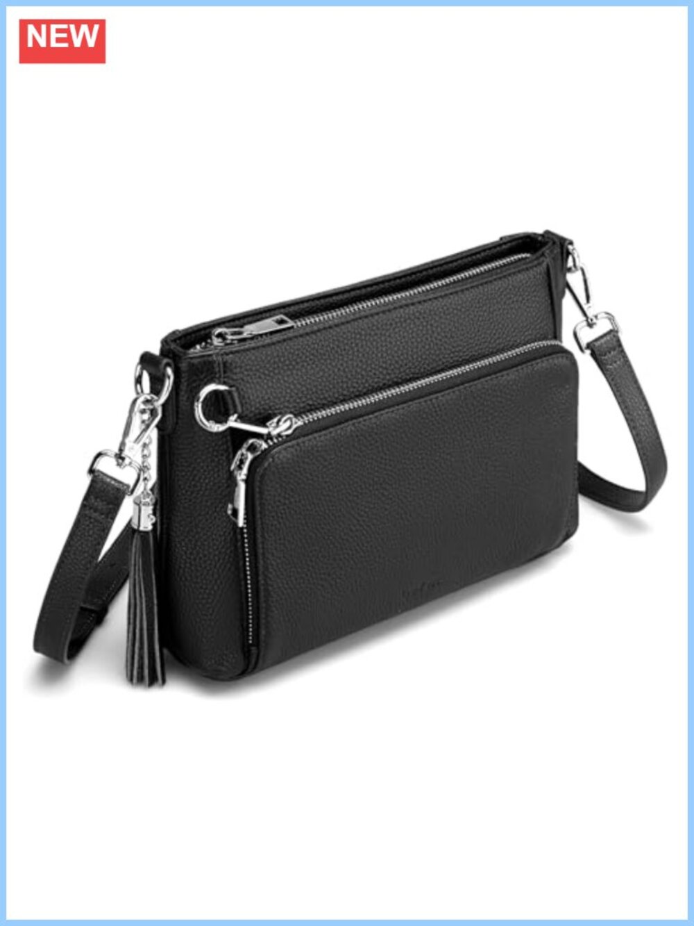 Genuine Leather Crossbody Bag Anti Theft Built In Wallet Adjustable Strap